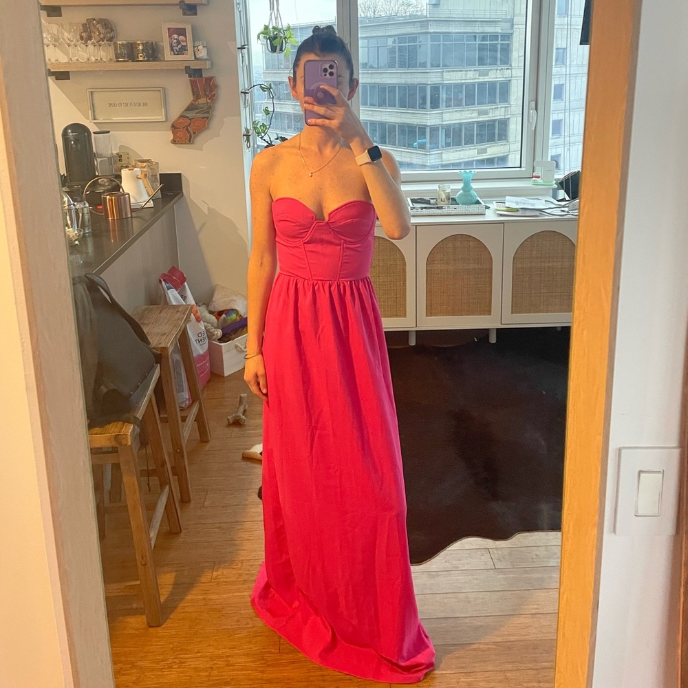 Toby Heart Ginger Pink Contour Bodice Maxi Dress size US 2